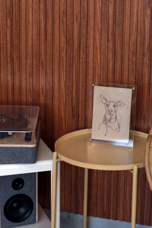 Custom Embroidered Pet Portrait on Leather with Message card - Drawing personalize Gift Memorial