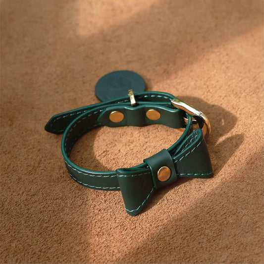 Bow tie Thin Soft Leather Pet Collar