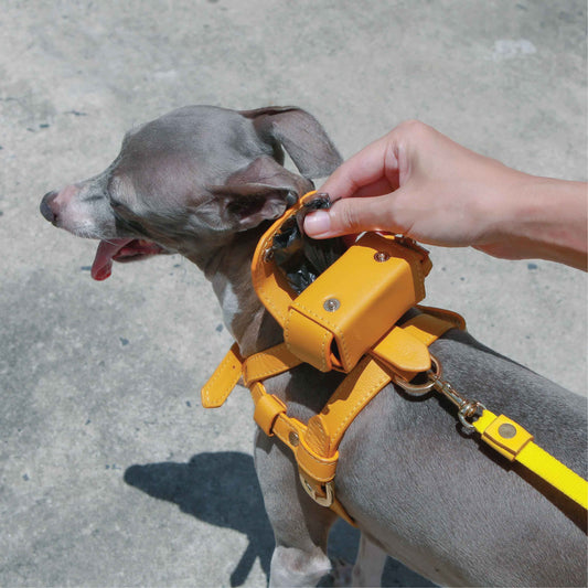 Classic Soft Leather Pet Waste Bag Dispenser - Poop Bag Holder Backpack