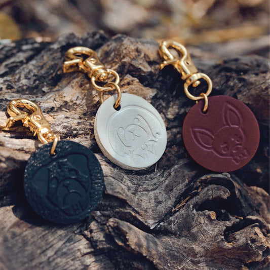 Leather pet tag and keychain
