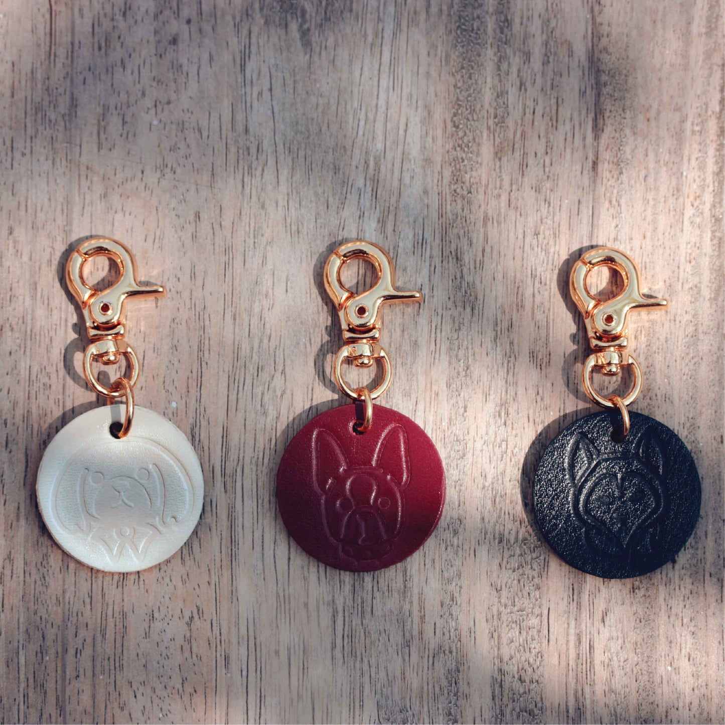 Leather pet tag and keychain