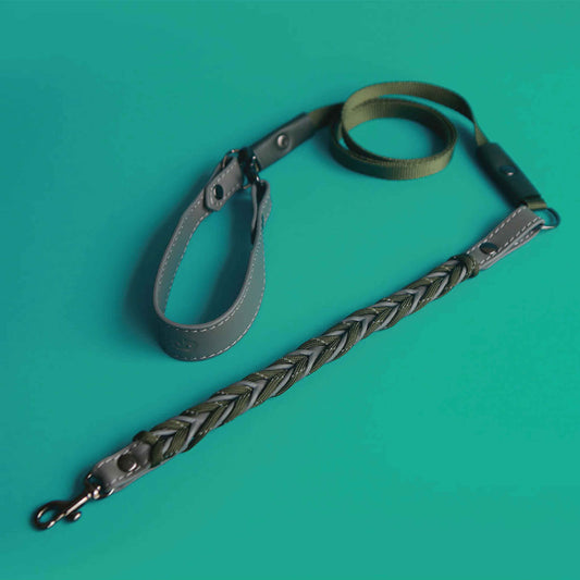 Reflection Soft Leather Pet Leash - Reflective Night-safe Paracord Pet Leash