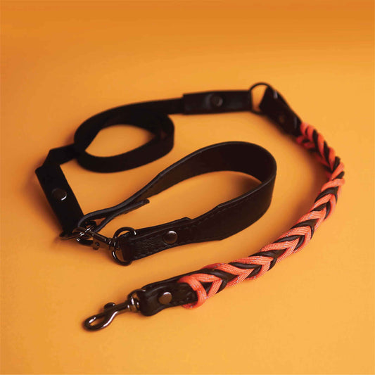 Reflection Soft Leather Pet Leash - Reflective Night-safe Paracord Pet Leash - Halloween edition