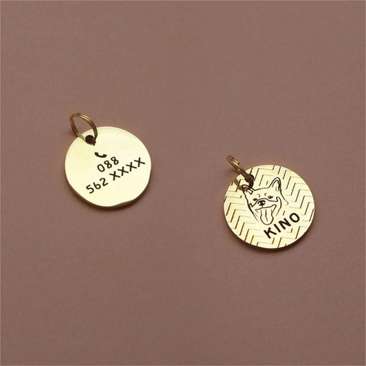 Pet ID tag gold stainless steel (THICK) Personalized engraved