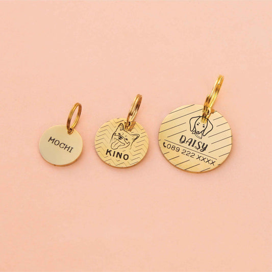 Pet ID tag gold stainless steel (THICK) Personalized engraved