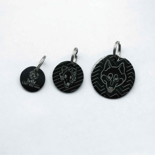 Pet ID tag black stainless steel (THICK) Personalized engraved