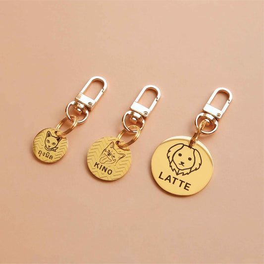Pet ID tag gold stainless steel (THICK) easy hook Personalized engraved