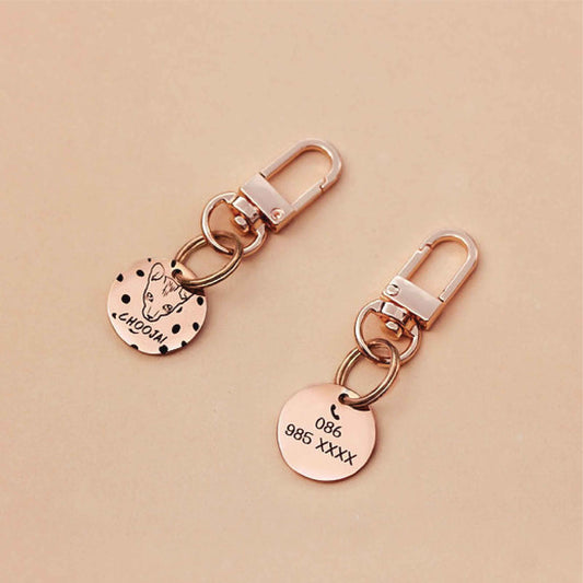 Pet ID tag rose gold stainless steel (THICK) easy hook Personalized engraved