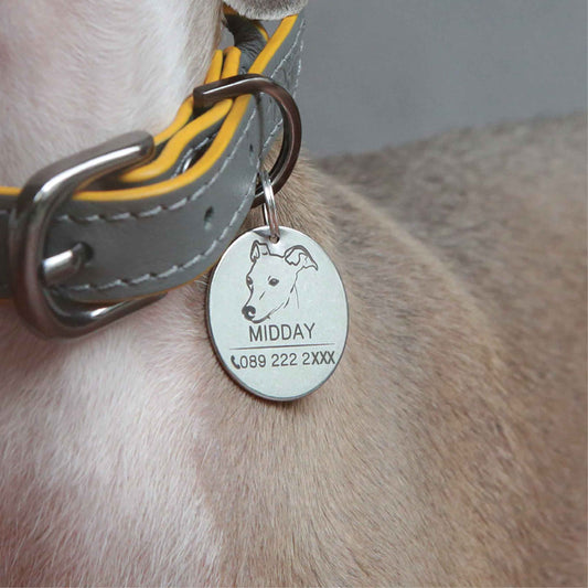 Pet ID tag silver stainless steel (THIN) Personalized engraved