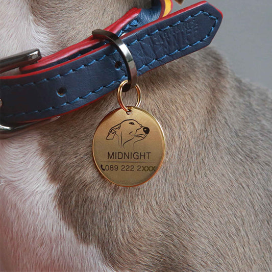 Pet ID tag gold stainless steel (THIN) Personalized engraved