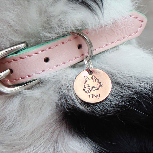 Pet ID tag rose gold stainless steel (THIN) Personalized engraved