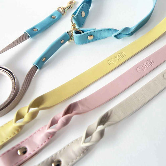 Twist Lightweight Soft Leather Handle Pet Leash - Monophonic
