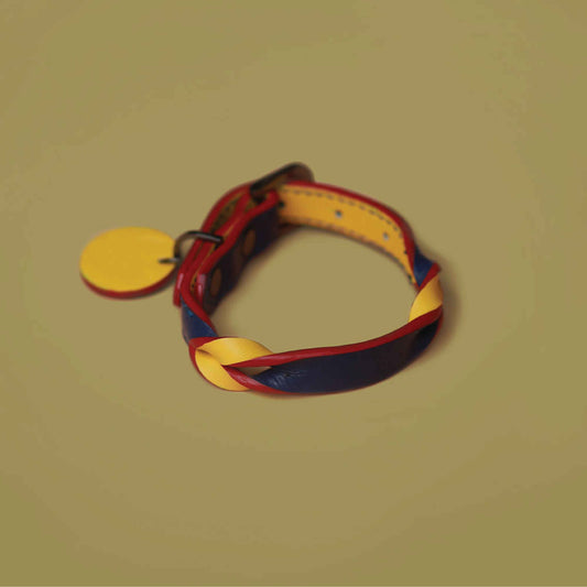 Twist Thin Soft Leather Pet Collar