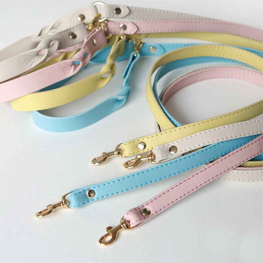 Twist Soft Leather Pet Leash - Monophonic