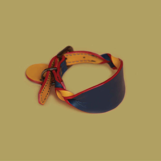 Twist Wide Soft Leather Dog Collar