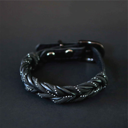 Reflection Soft Leather Pet Collar - Reflective Night-safe Paracord Pet Collar