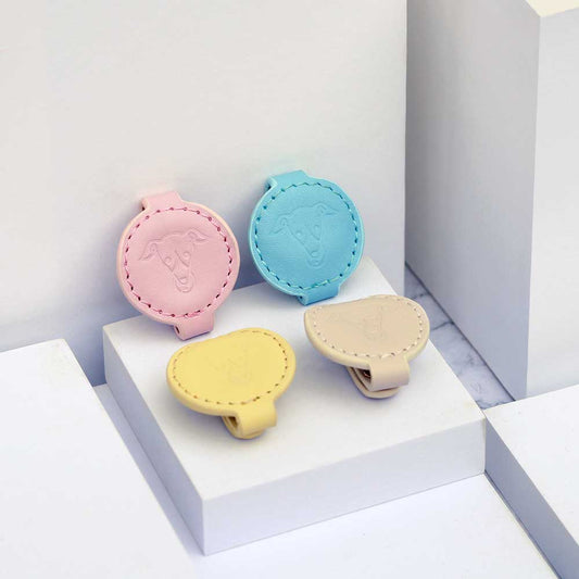 Leather pet AirTag case holder with name