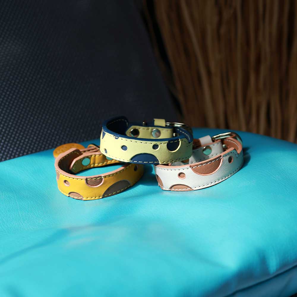 Cheese Thin Soft Leather Pet Collar