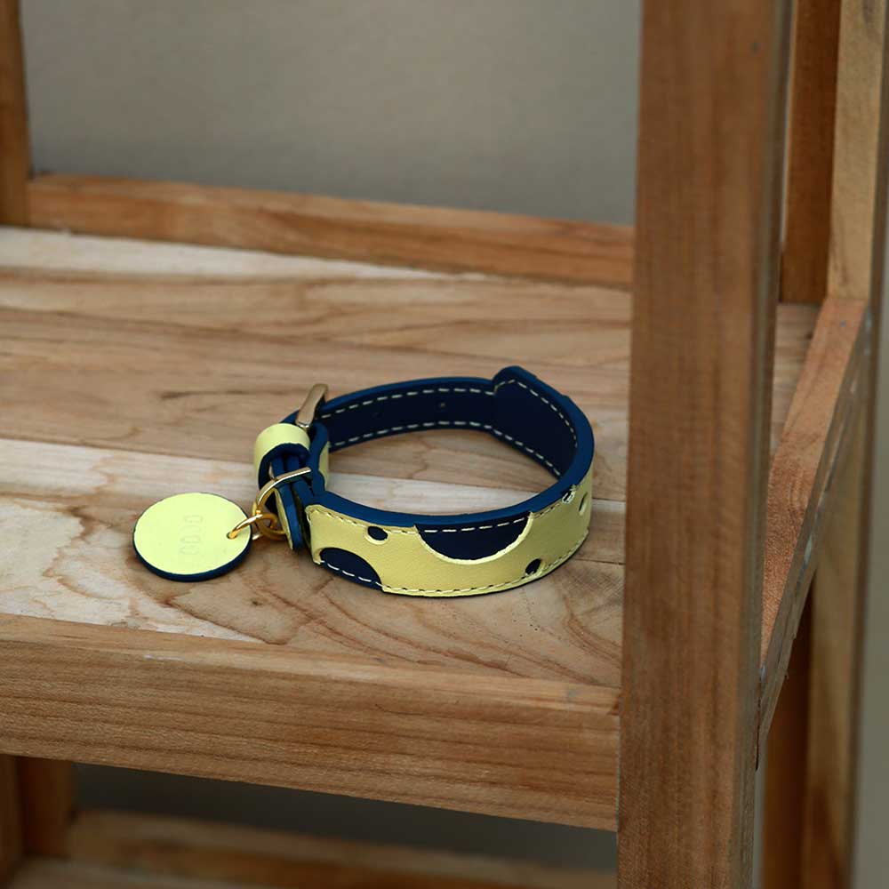 Cheese Thin Soft Leather Pet Collar
