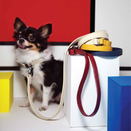 Musée Simply Multifunction Soft Leather Pet Leash - Adjustable Length Hands-free Crossbody Dog Leash