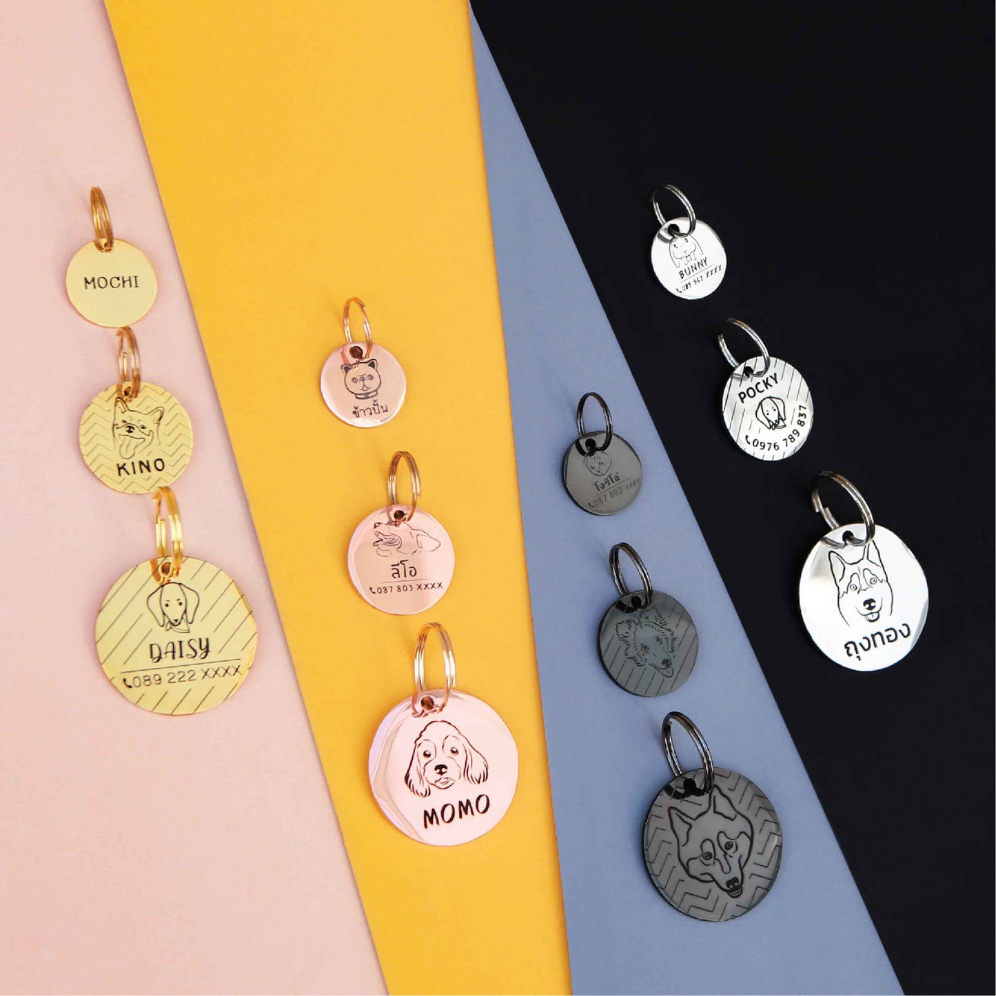Pet ID tag gold stainless steel (THICK) Personalized engraved