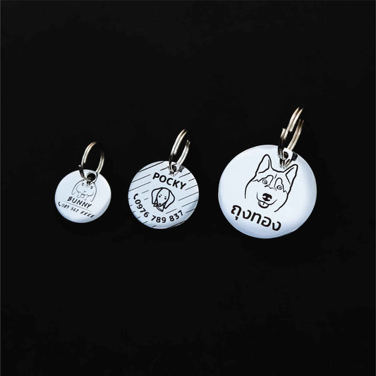 Pet ID tag silver stainless steel (THICK) Personalized engraved