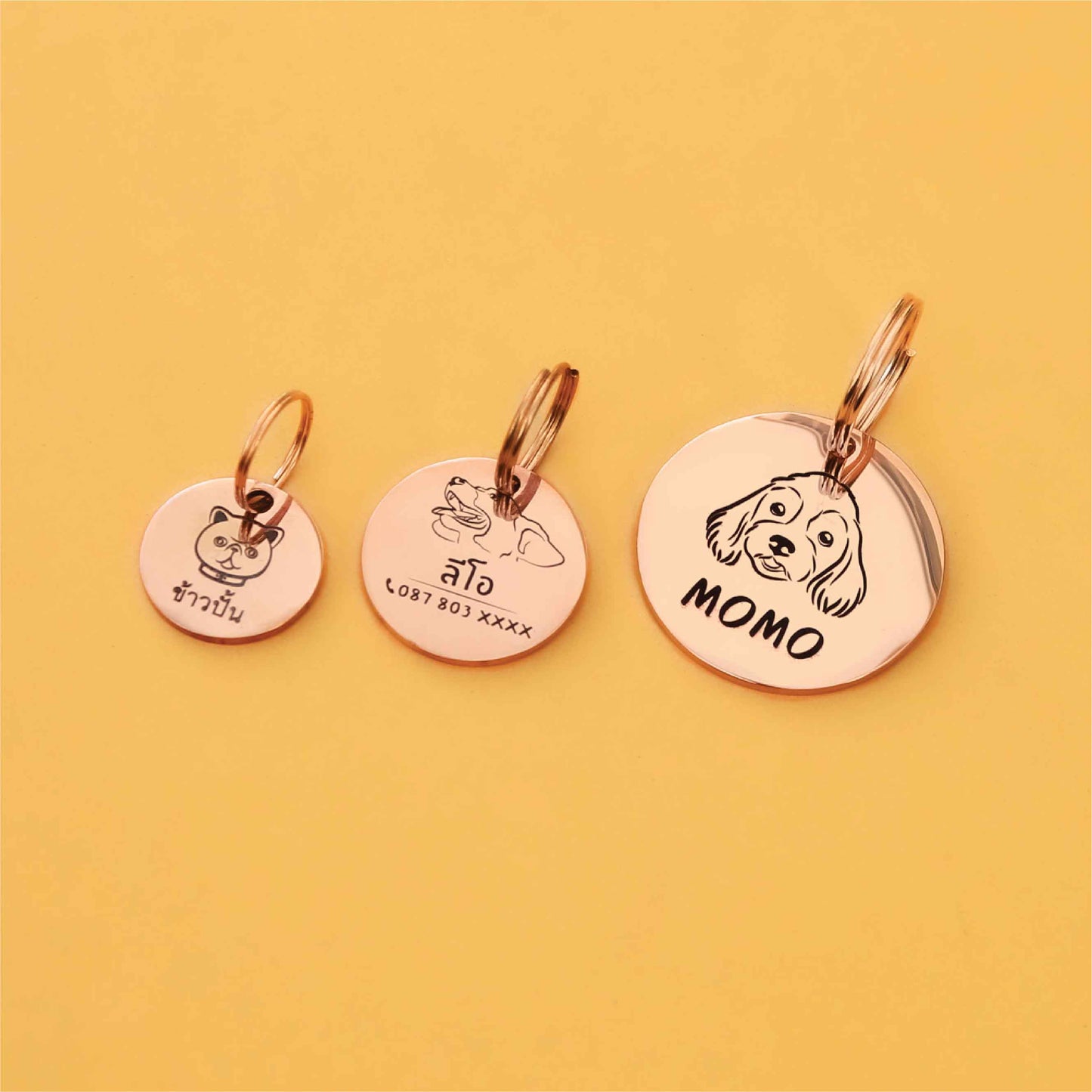 Pet ID tag rose gold stainless steel (THICK) Personalized engraved