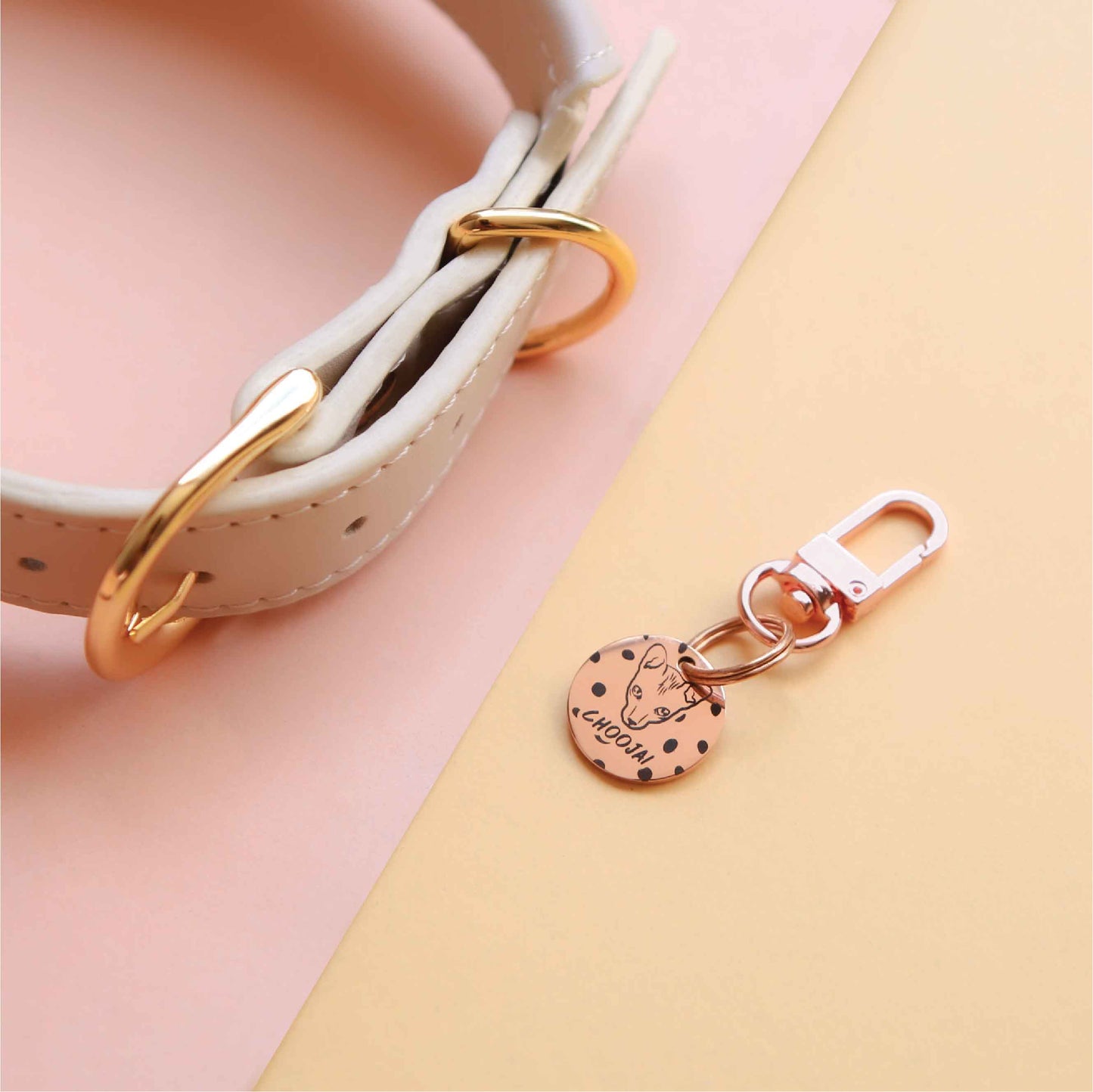 Pet ID tag rose gold stainless steel (THICK) easy hook Personalized engraved