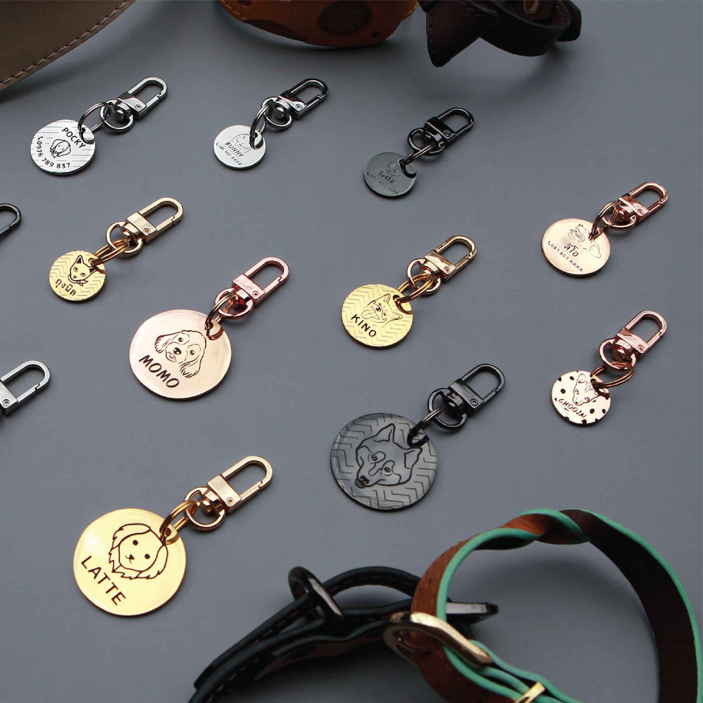 Pet ID tag black stainless steel (THICK) easy hook Personalized engraved