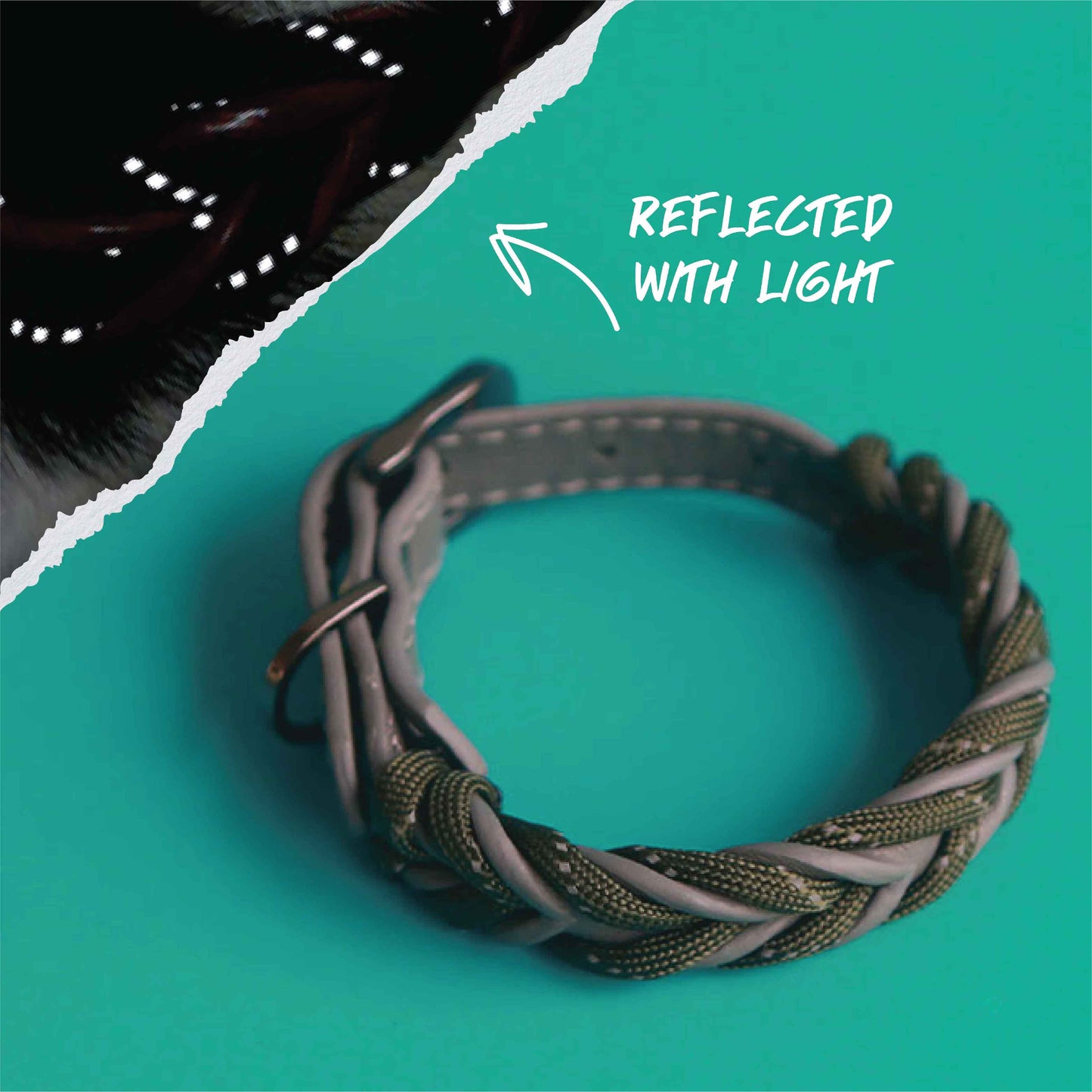 Reflection Soft Leather Pet Collar - Reflective Night-safe Paracord Pet Collar - Halloween edition