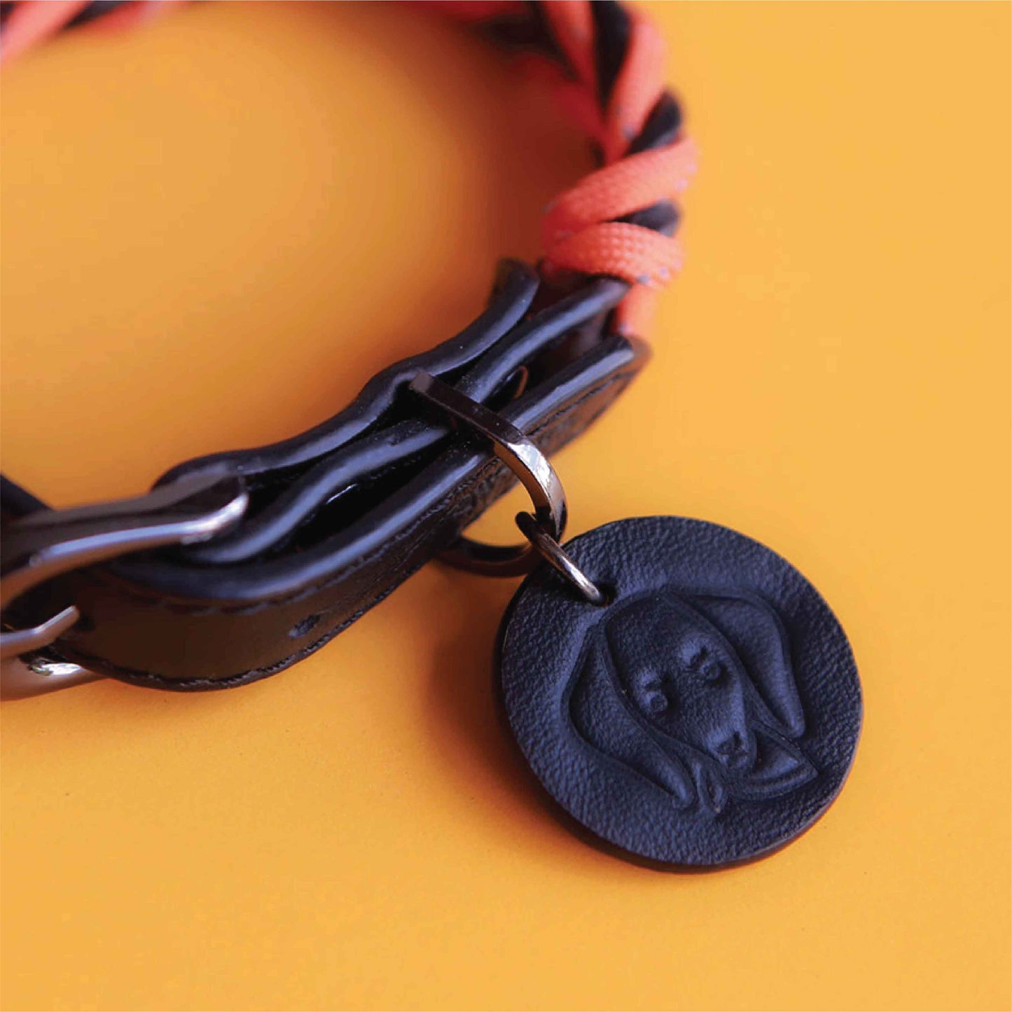 Reflection Soft Leather Pet Collar - Reflective Night-safe Paracord Pet Collar - Halloween edition
